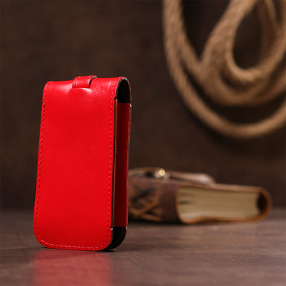 Compact Leather Key Holder with Strap SHVIGEL 13987 Red - Natural Leather, Key Storage Solution