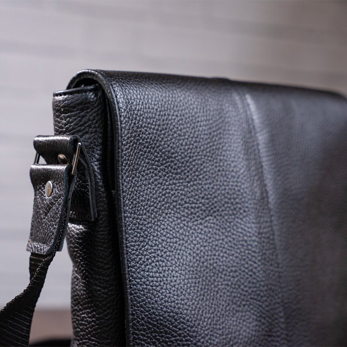 Men's Bag SHVIGEL 00861 Black Genuine Leather, Durable Ukrainian Craftsmanship