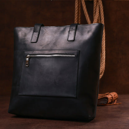 Vintage Leather Handbag SHVIGEL 16347 Black Ukrainian Natural Leather Material