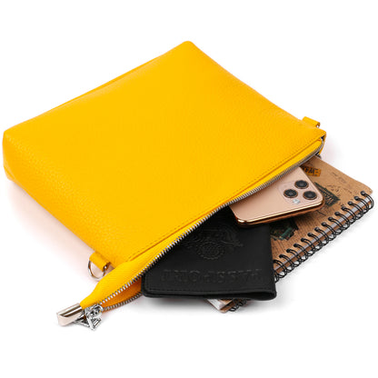 Women's Crossbody Bag SHVIGEL 16344 in Yellow Natural Leather - Made in Ukraine