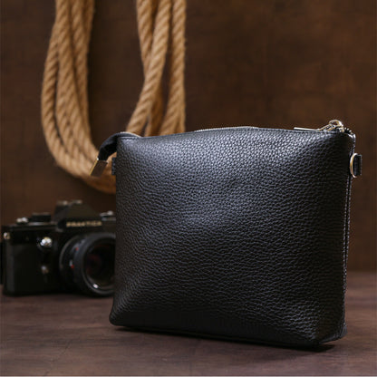 Women's Crossbody Bag SHVIGEL 16341 Black Leather - Stylish Natural Skin Design