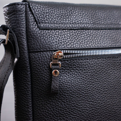 Leather Bag SHVIGEL 11080 Black Made in Ukraine, Genuine Leather Material