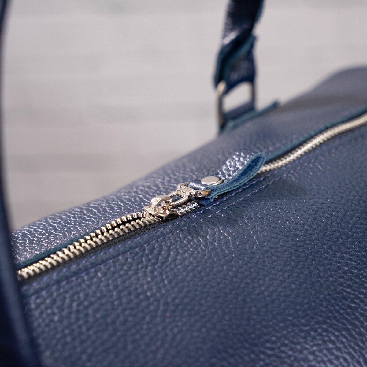 Travel Bag SHVIGEL 00888 Blue Natural Leather Made in Ukraine, Stylish Design