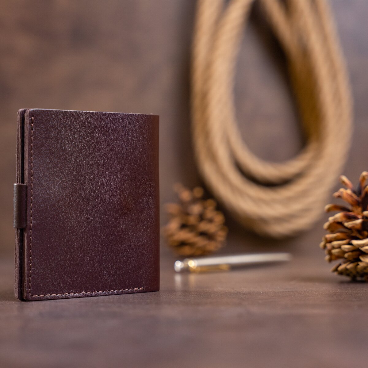 Vertical Leather Wallet for Men SHVIGEL 16218 Brown - Natural Leather, Coin Pocket