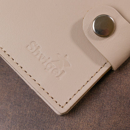 Classic Leather Wallet SHVIGEL 16510 Beige Made in Ukraine, Natural Leather Quality