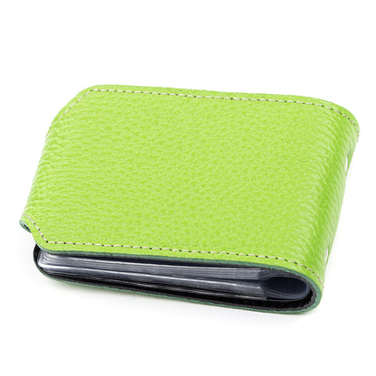 Horizontal Business Card Holder SHVIGEL 13916 Leather Green Natural Leather Quality