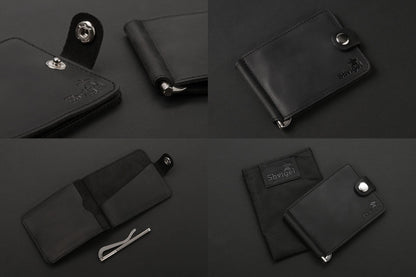 Vintage Leather Money Clip SHVIGEL 13787 Black Genuine Leather Ukraine