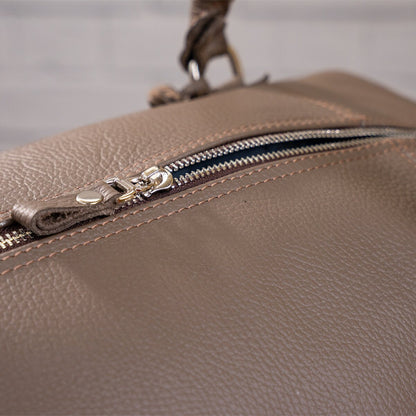 Travel Bag SHVIGEL 00889 Gray Genuine Leather Made in Ukraine