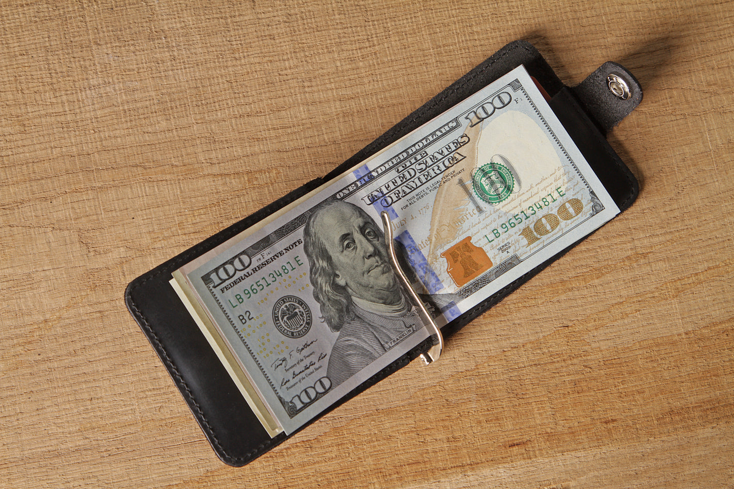 Vintage Leather Money Clip SHVIGEL 13787 Black Genuine Leather Ukraine