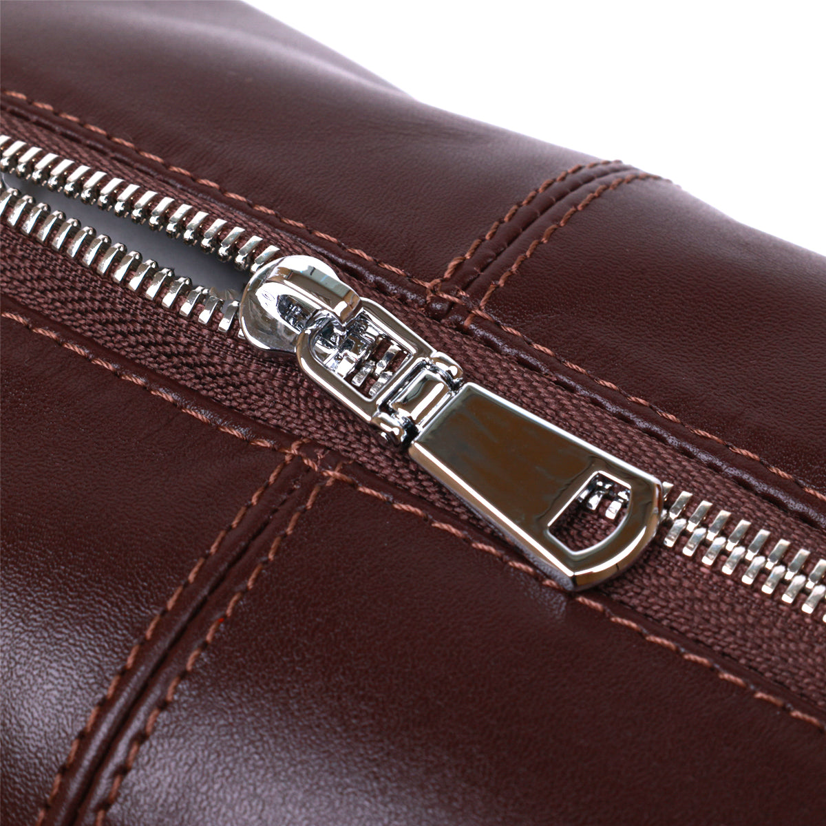 Glossy Leather Cosmetic Bag SHVIGEL 16407 Brown Genuine Leather Made in Ukraine