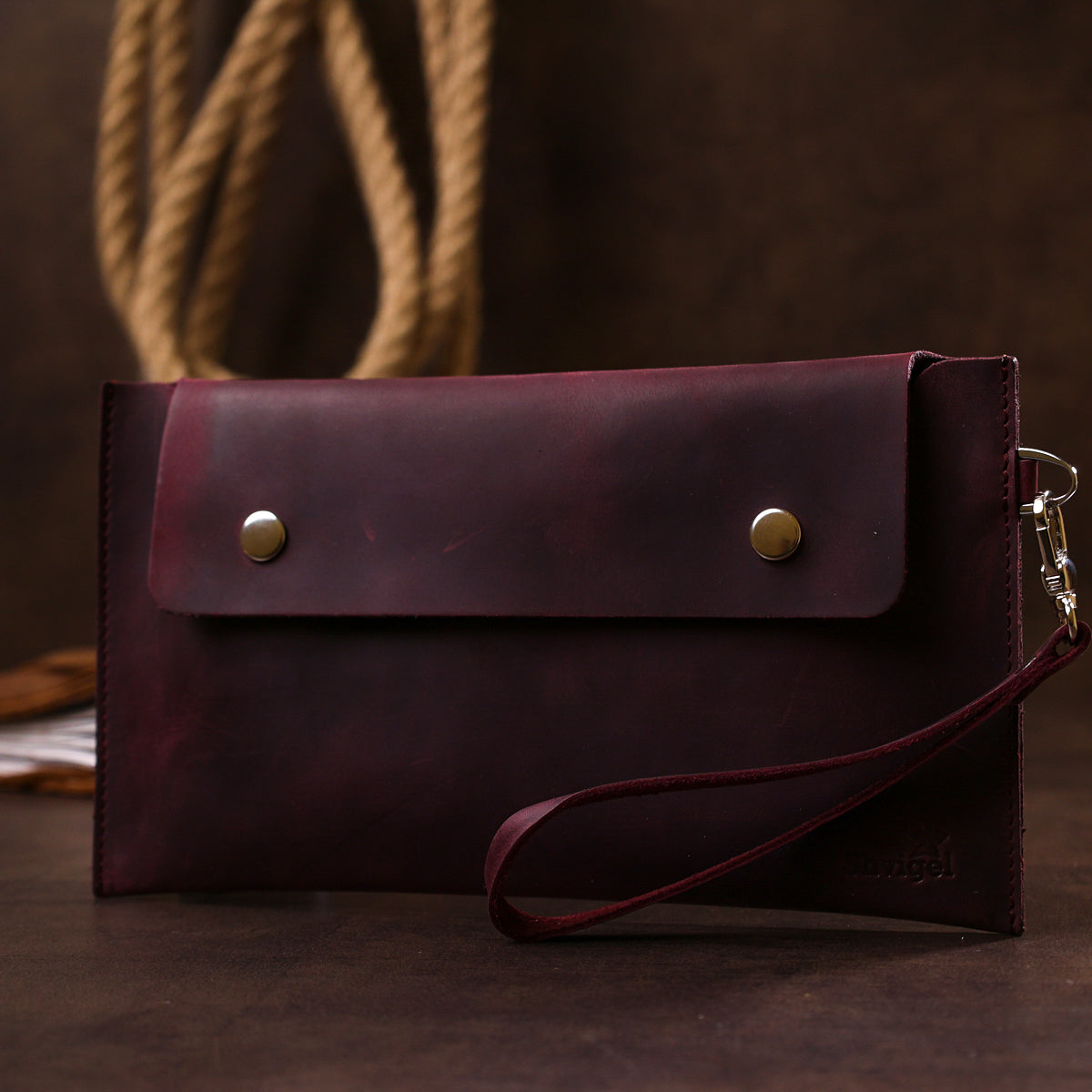 Vintage Women's Travel Cosmetic Bag SHVIGEL 16429 Burgundy Natural Leather