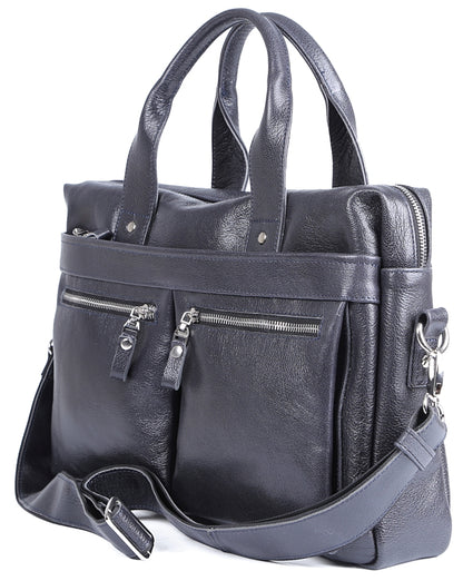 Laptop Bag SHVIGEL 00976 Blue Genuine Leather from Ukraine with Stylish Design