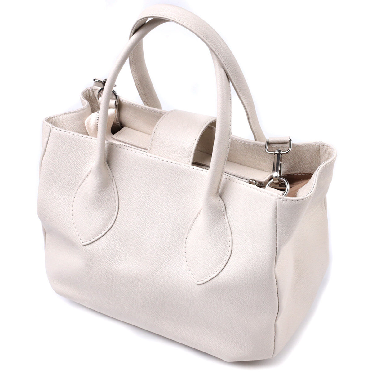 Stylish SHVIGEL Business Women's Leather Bag with Two Handles, Beige, Model 22830