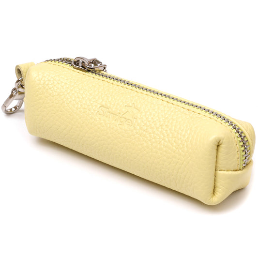 Excellent Women's Key Holder SHVIGEL 16541 Lemon Yellow Natural Leather for Keys