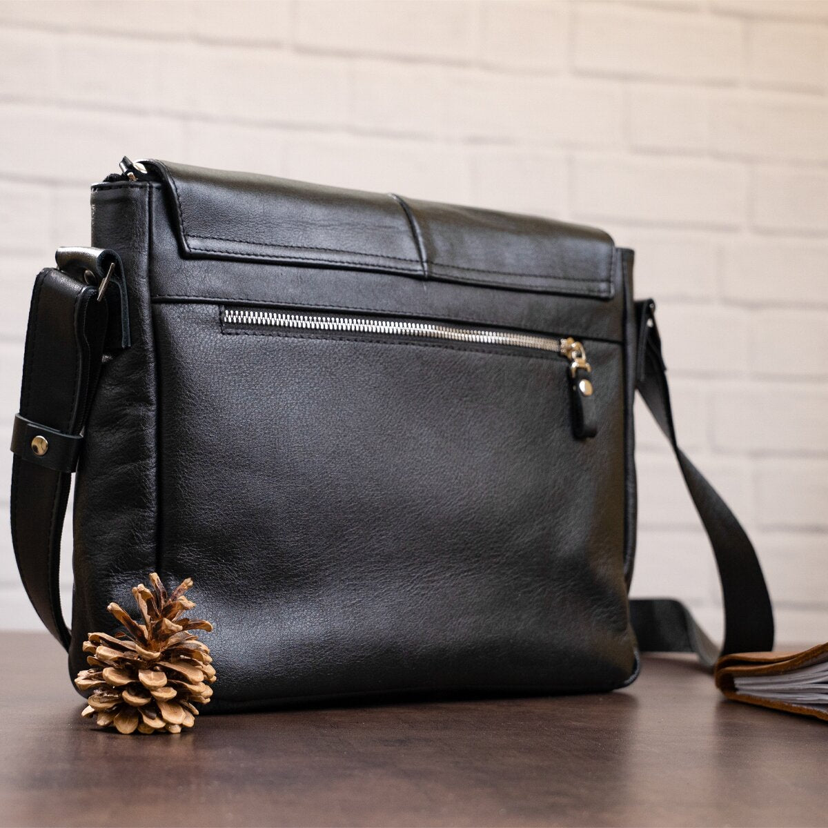 Leather Bag SHVIGEL 11130 Black Genuine Leather Craftsmanship Ukraine
