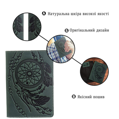 Passport Cover SHVIGEL 13836 Green Genuine Leather for Stylish Protection