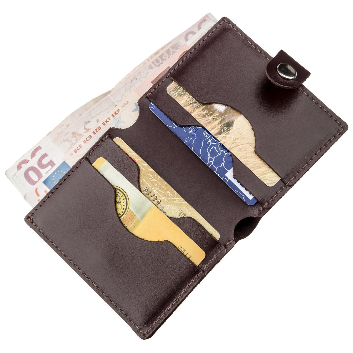 Vertical Men's Leather Wallet SHVIGEL 16222 Brown Natural Leather Handmade