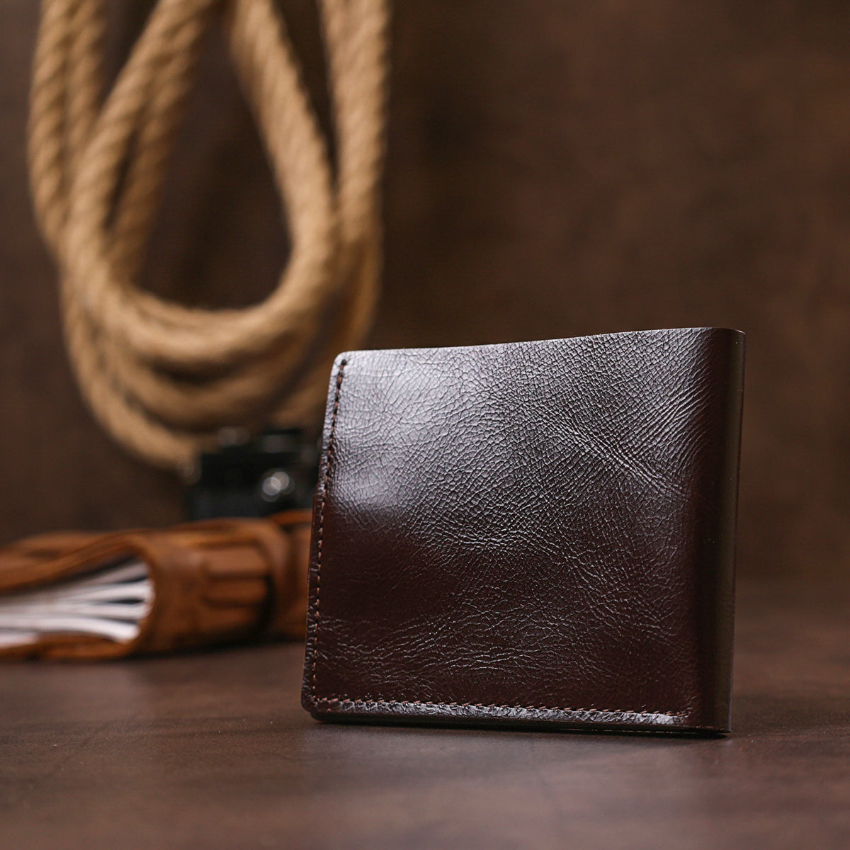 Universal Men's Wallet SHVIGEL 16464 Brown Genuine Leather from Ukraine