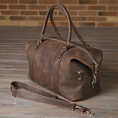 Travel Bag SHVIGEL 11019 Brown Natural Leather Handmade in Ukraine