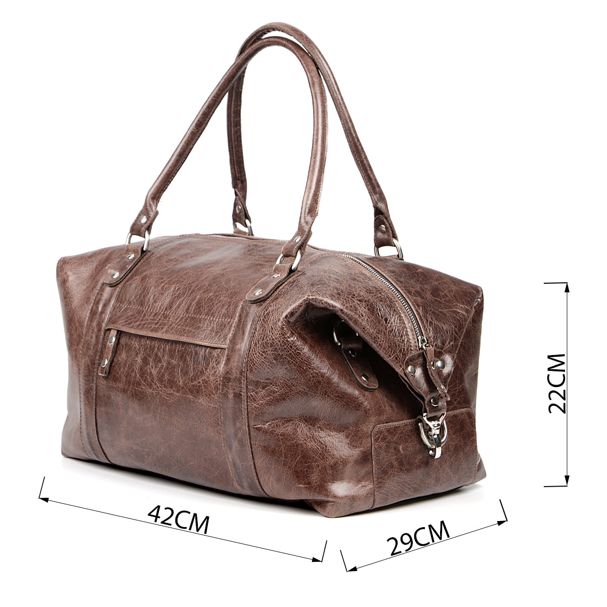 Brown SHVIGEL Travel Bag 00905 - Genuine Leather, Made in Ukraine
