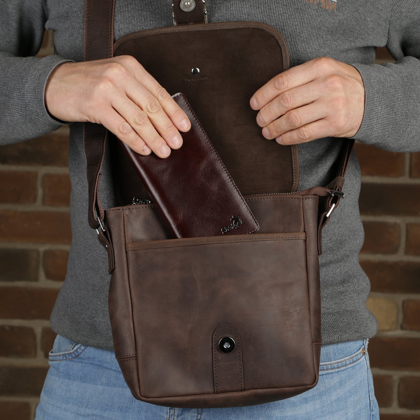 High-Quality SHVIGEL Leather Wallet 16153, Made from Natural Leather, Brown Color