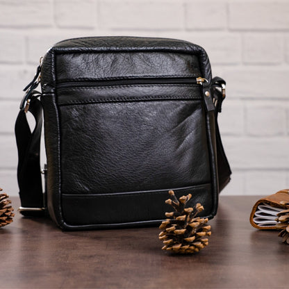 Elite Leather Men's Bag SHVIGEL 00791 Black, Genuine Leather, Ukrainian Craftsmanship