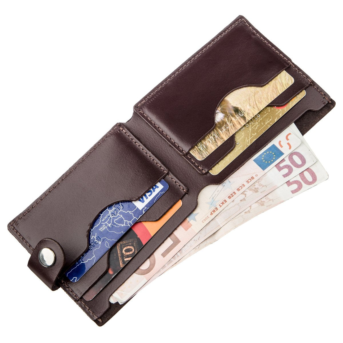 Horizontal Men's Wallet SHVIGEL 16214 Brown Genuine Leather Handmade from Ukraine