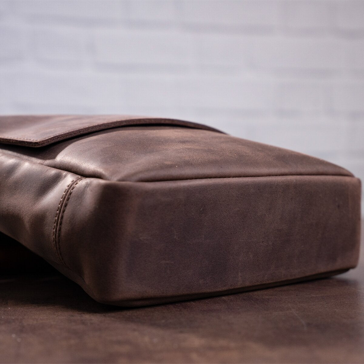 Leather Messenger Bag SHVIGEL 00884 Brown Natural Leather Made in Ukraine