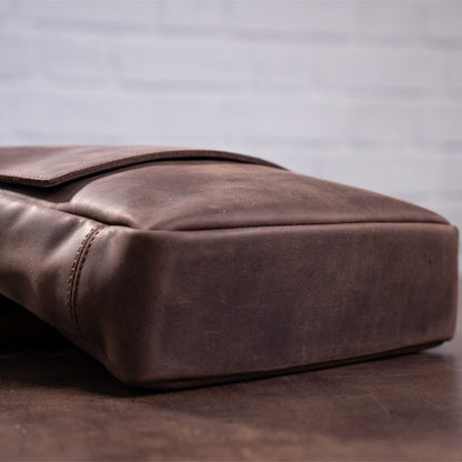 Leather Messenger Bag SHVIGEL 00884 Brown Natural Leather Made in Ukraine