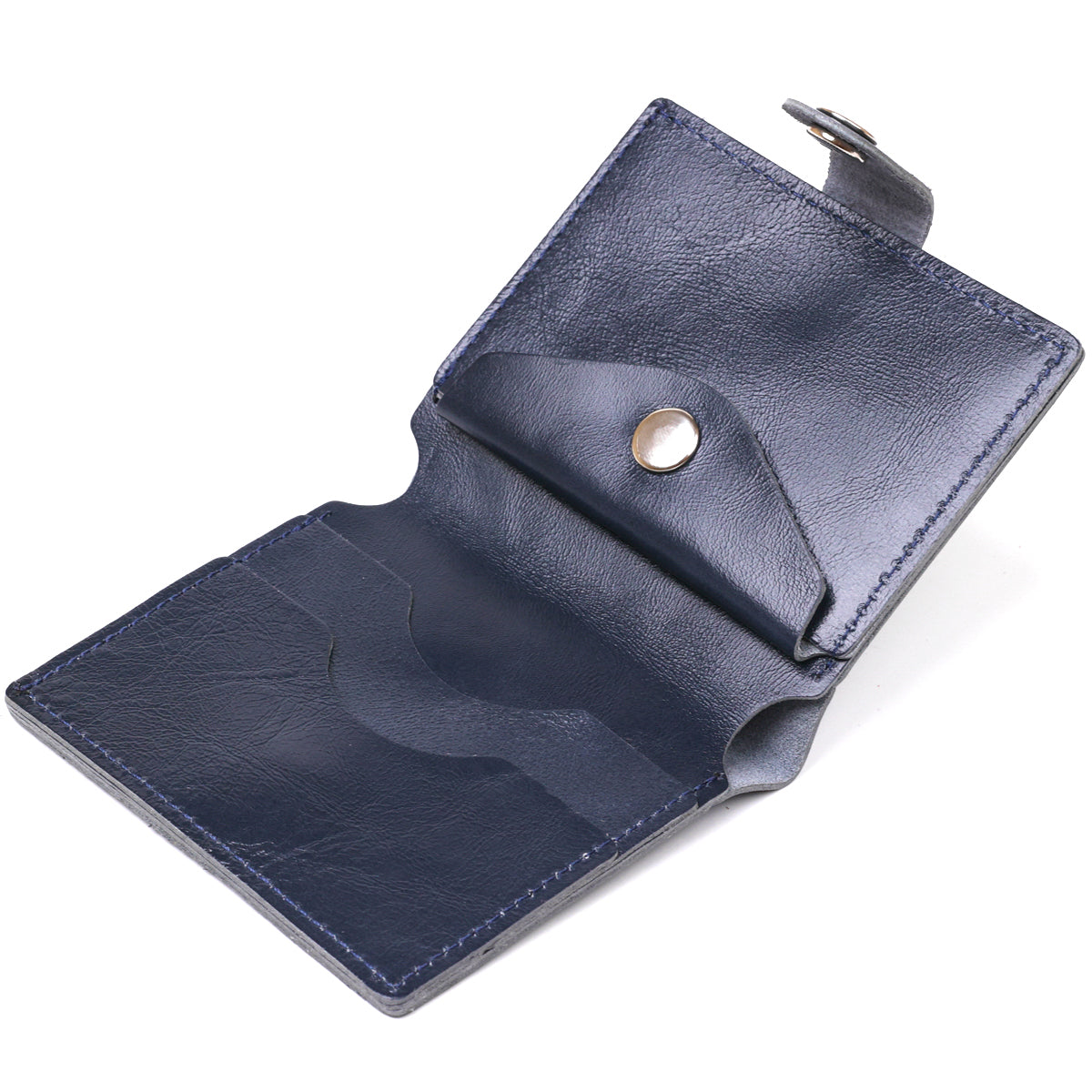 Compact Stylish Wallet SHVIGEL 16486 Blue - Genuine Leather, Made in Ukraine