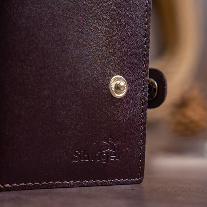 Vertical Men's Leather Wallet SHVIGEL 16222 Brown Natural Leather Handmade