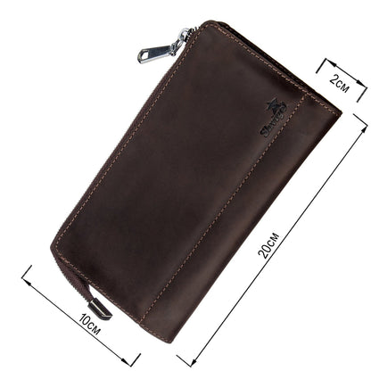Men's Matte Leather Clutch SHVIGEL 16189 Brown Authentic Ukrainian Design Natural Leather