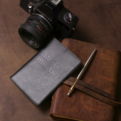 Leather Passport Cover SHVIGEL 13977 Black Made from Natural Leather for Passport Use