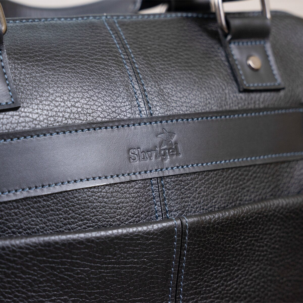 Leather Laptop Bag SHVIGEL 11243 Black Natural Leather Handmade Design