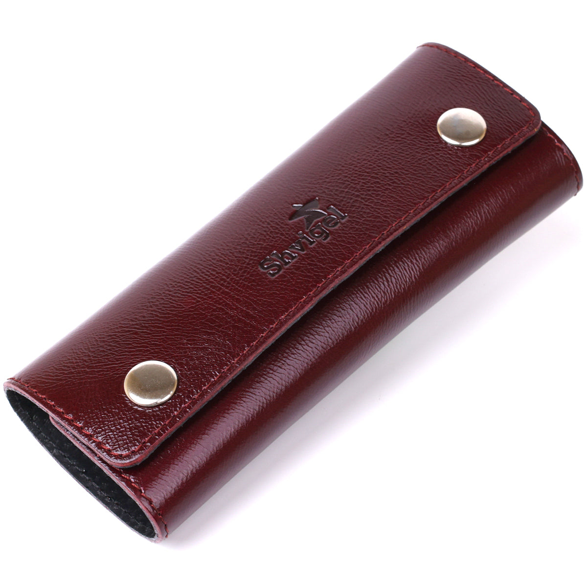 Leather Key Holder SHVIGEL 16532 Burgundy, Made in Ukraine, Genuine Leather, Key Organizer