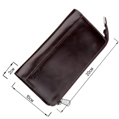 Men's Leather Clutch SHVIGEL 16184 Brown | Premium Natural Leather Design
