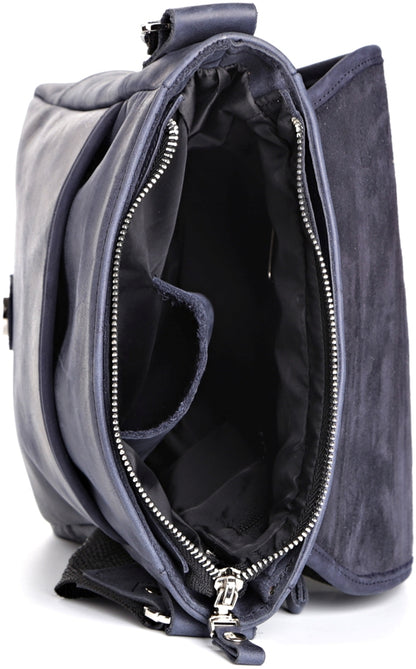 Natural Leather Handbag SHVIGEL 11015 Blue - Ukrainian Quality Craftsmanship