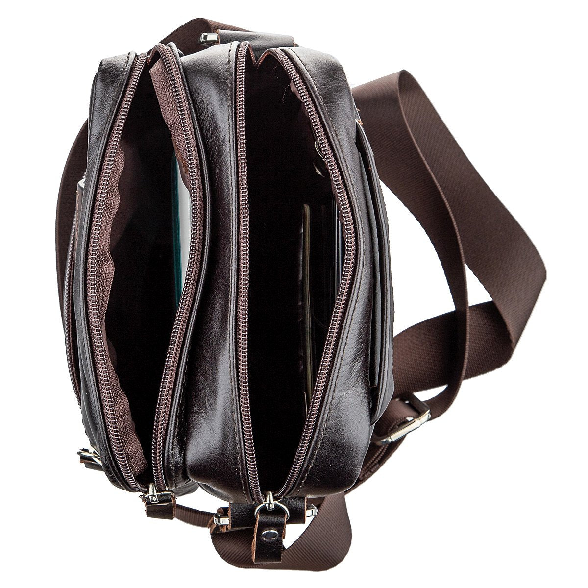 Men's Leather Bag SHVIGEL 11142 Brown Genuine Leather Ukrainian Made Stylish Design