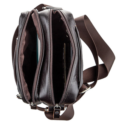 Men's Leather Bag SHVIGEL 11142 Brown Genuine Leather Ukrainian Made Stylish Design