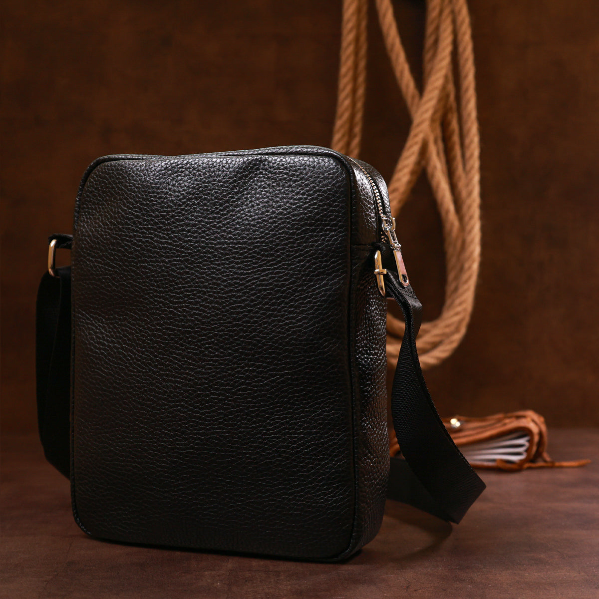 Men's Shoulder Bag SHVIGEL 16334 Black Genuine Leather Practical Design