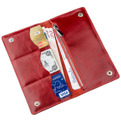 Vertical Women's Wallet SHVIGEL 16194 Red Natural Leather Made in Ukraine