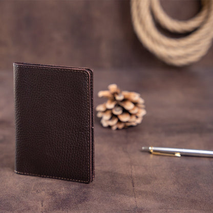 Leather Passport Cover Wallet SHVIGEL 13960 Brown Genuine Leather Handmade from Ukraine