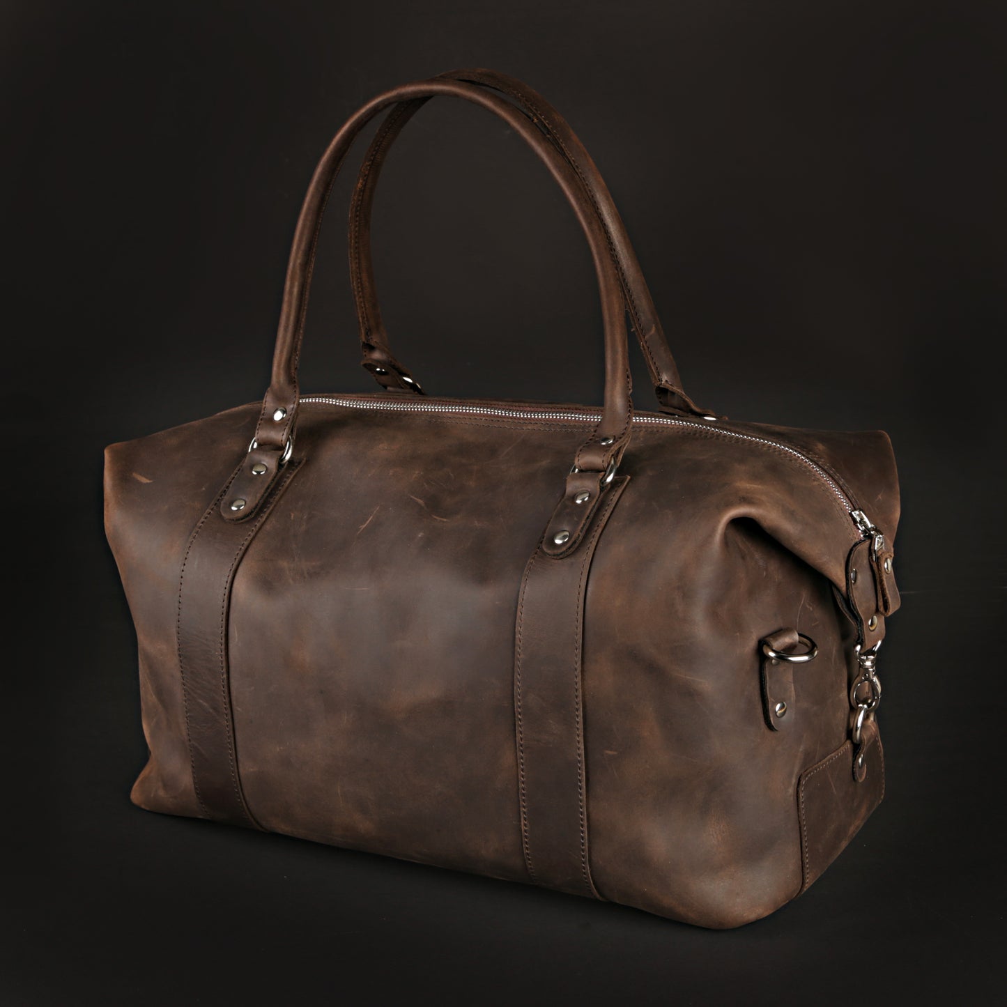 Travel Bag SHVIGEL 11019 Brown Natural Leather Handmade in Ukraine