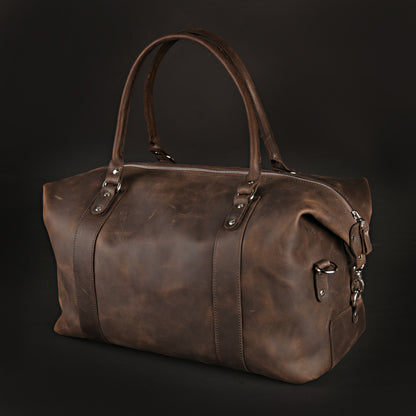 Travel Bag SHVIGEL 11019 Brown Natural Leather Handmade in Ukraine