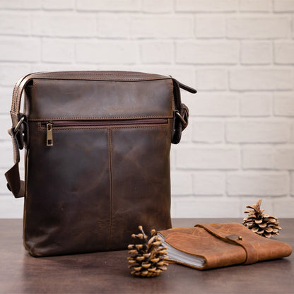 Men's Leather Bag SHVIGEL 11099 Brown Genuine Leather from Ukraine