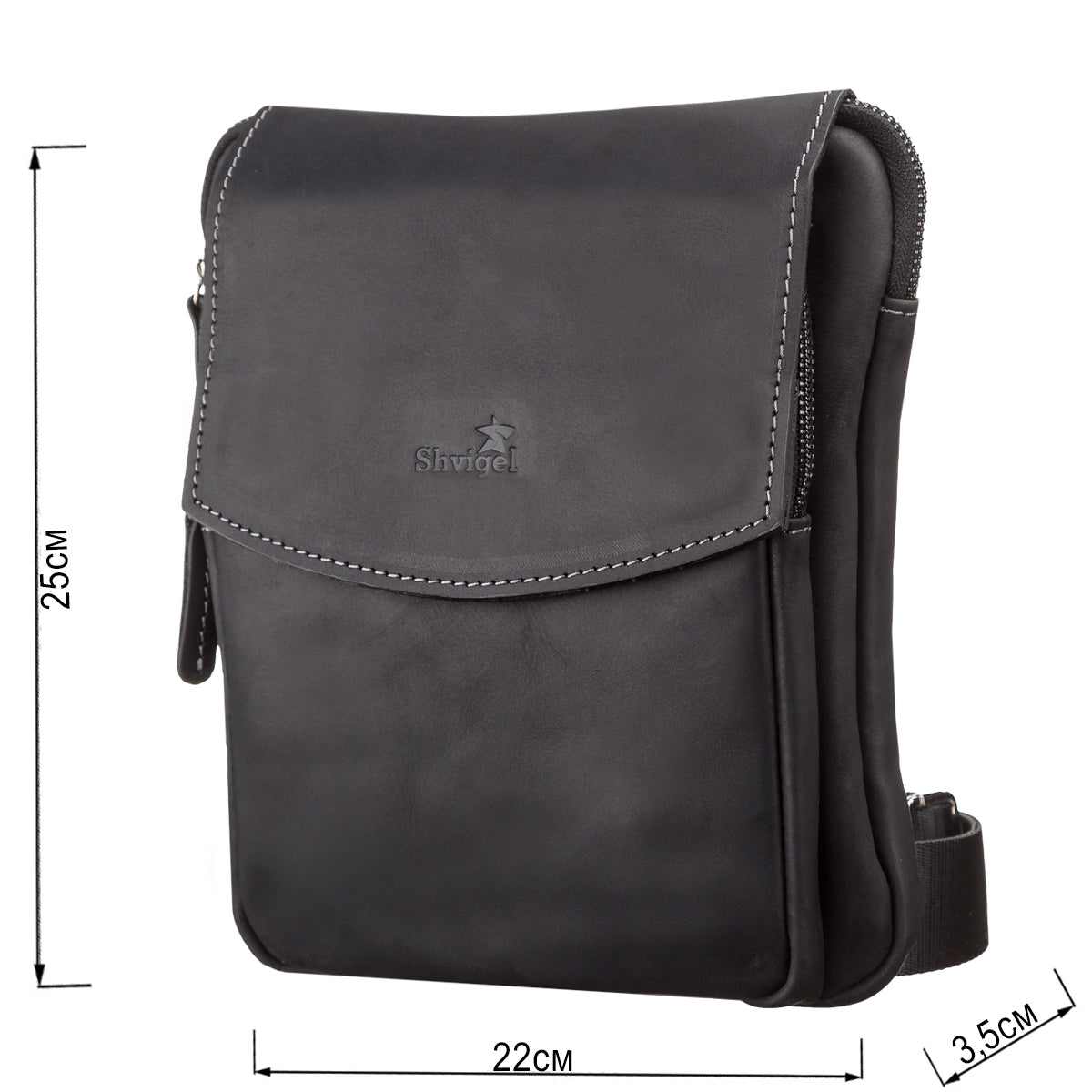 Men's Leather Bag SHVIGEL 11092 Black Genuine Leather from Ukraine, Stylish and Durable