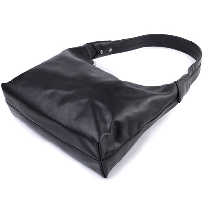 Practical Shoulder Bag for Women SHVIGEL 22828 Black Smooth Genuine Leather