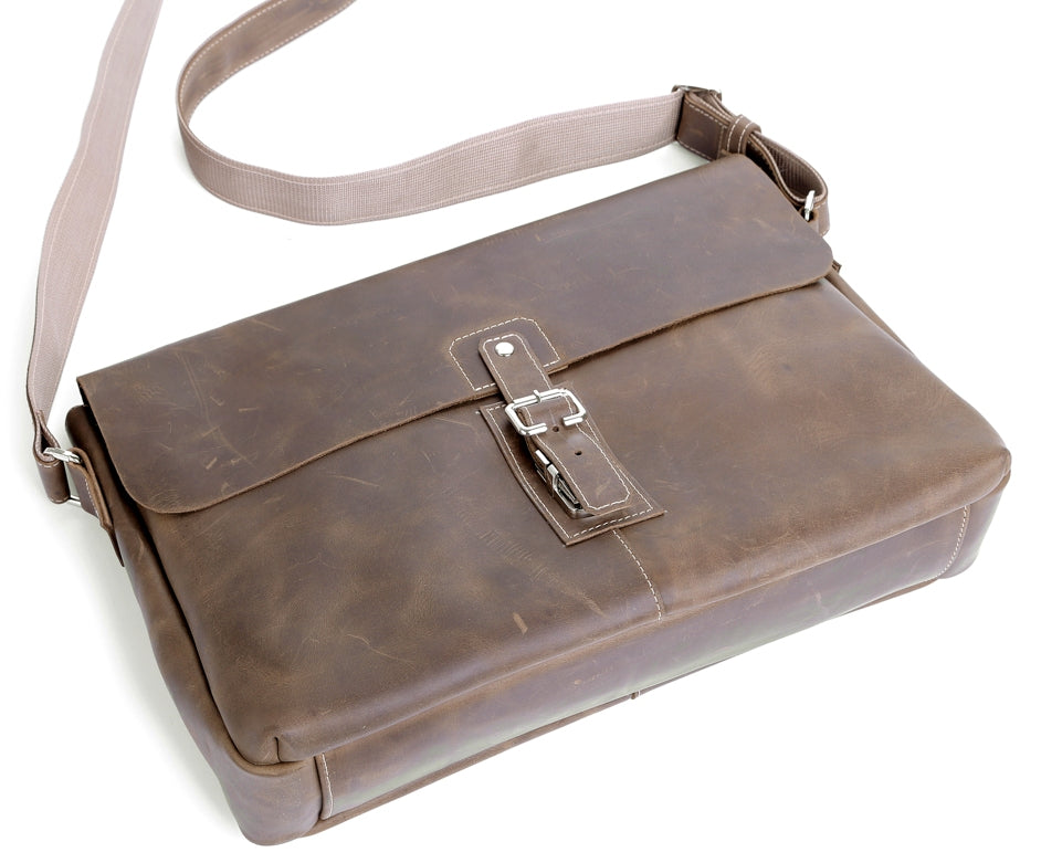 Vintage Leather Bag SHVIGEL 00980 Brown Natural Leather Handmade in Ukraine