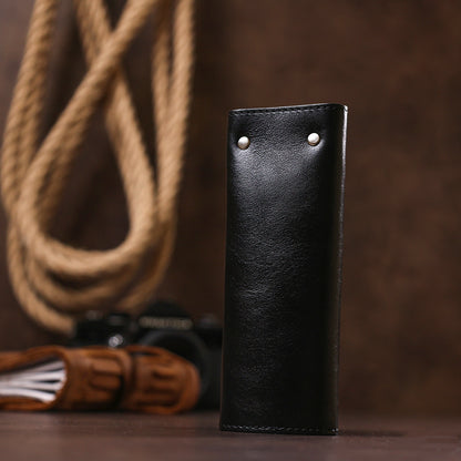 Stylish Leather Key Holder SHVIGEL 16529 Black Natural Leather for Keys