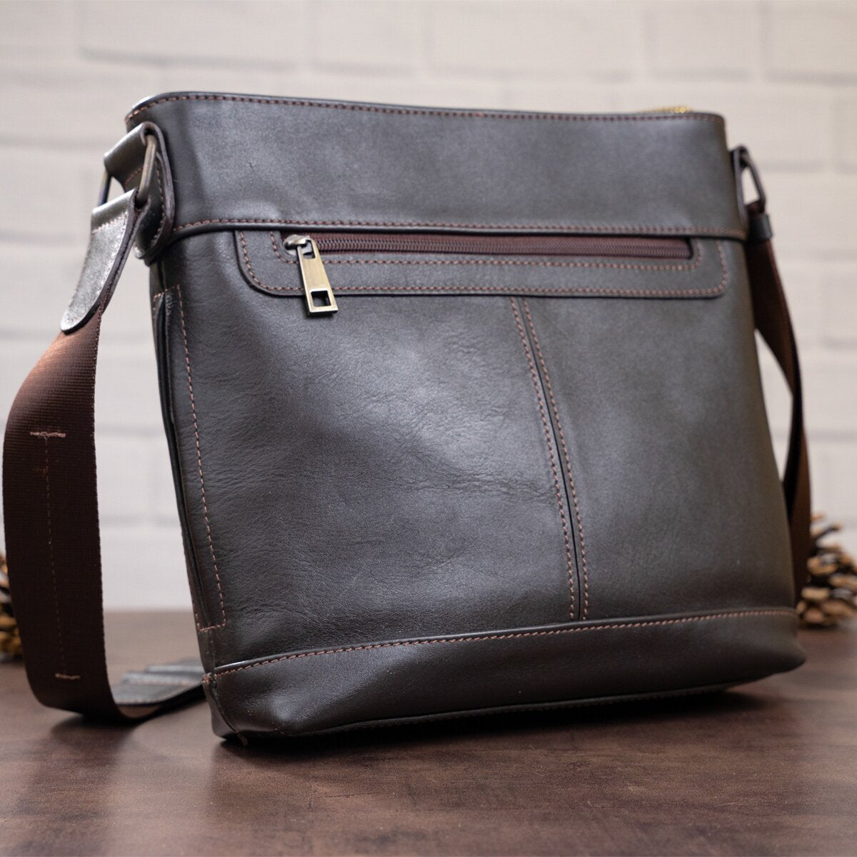 Men's Multifunctional Bag SHVIGEL 11178 Brown Smooth Leather - Natural Leather Quality